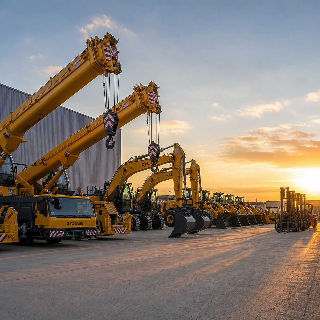 Liberty Contracting heavy equipment fleet lined up at company yard